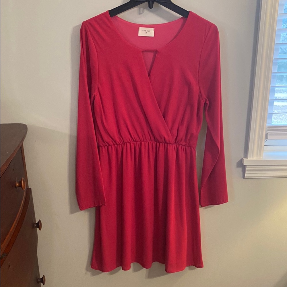 Everly Hot Pink Long Sleeve Dress